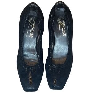 Donald J Pliner Black Snake Embossed Leather Kitten Heel Pumps Women Size 7.5M